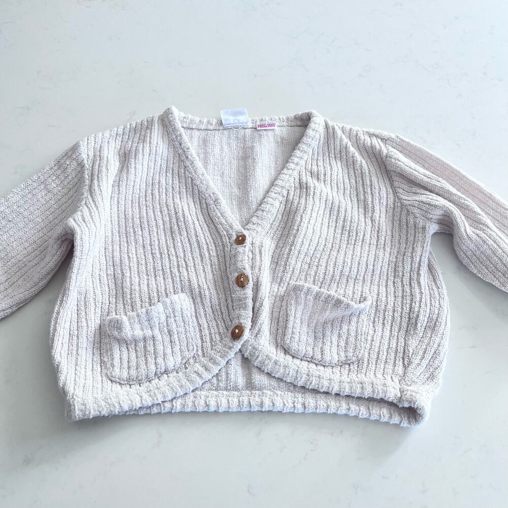 Zara girls ecru cotton cardigan sweater size 12/18 months
